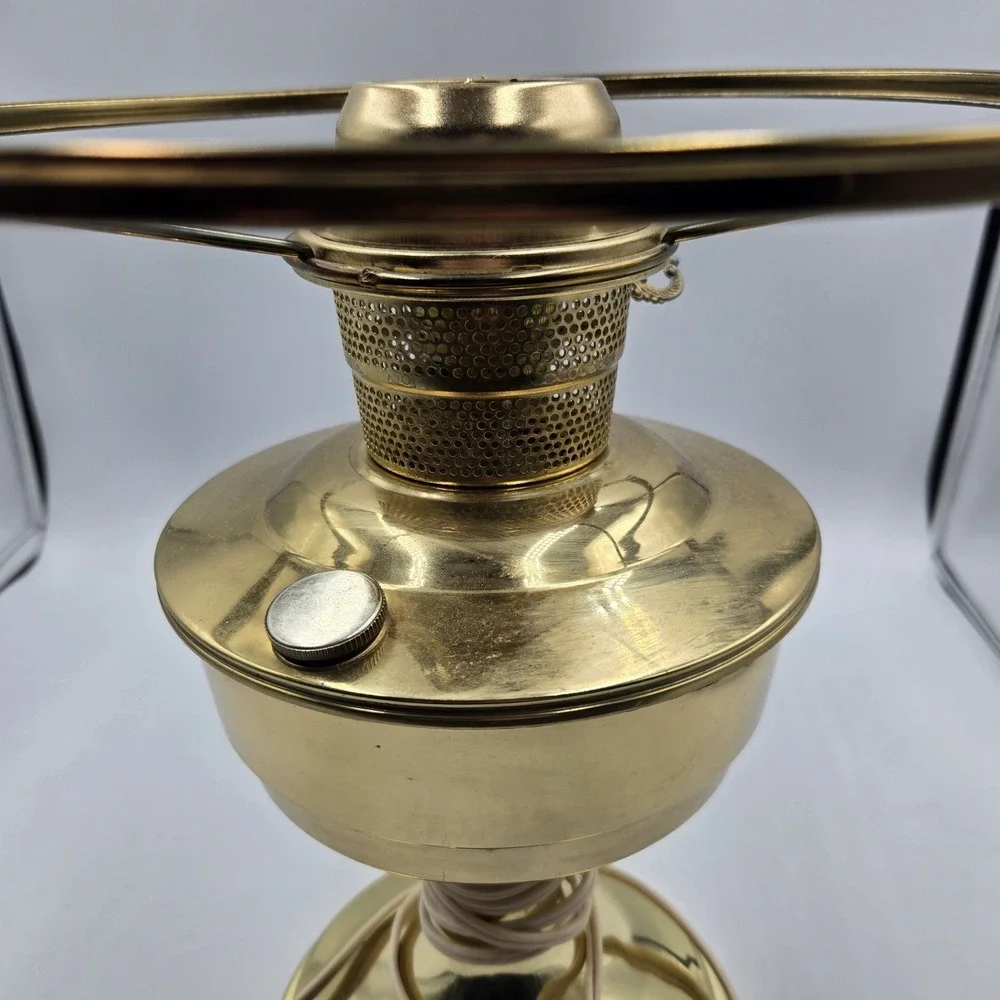 Antique vtg oil kerosene Lamp electrified Brass Base No Shade Unmarked MCM works